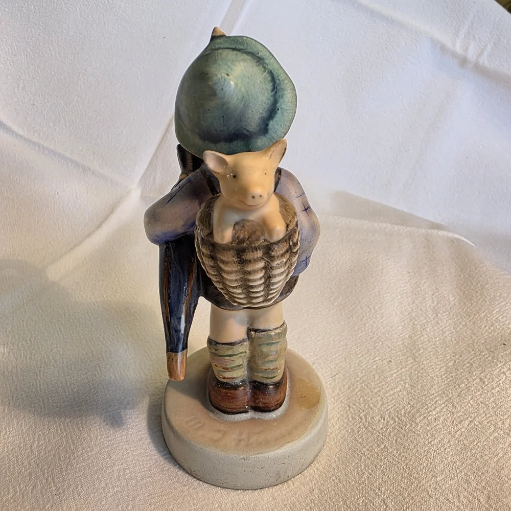 Vintage Goebel Hummel Home From The Market Figurine Boy Basket Pig TMK 3 RARE
